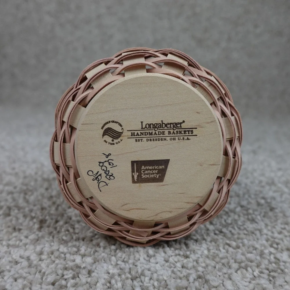 Longaberger 2009 Horizon of Hope Basket Pink Natural Woven Maple Wood Decor